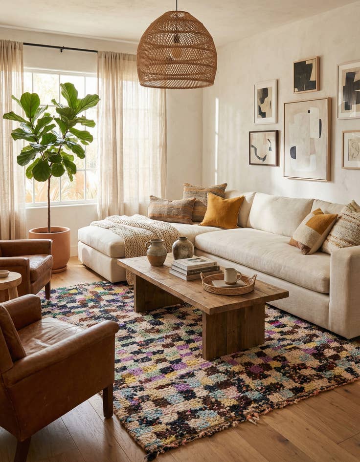 Detail image of  4' 9 x 6' 2  Hand Knotted Moroccan Rug