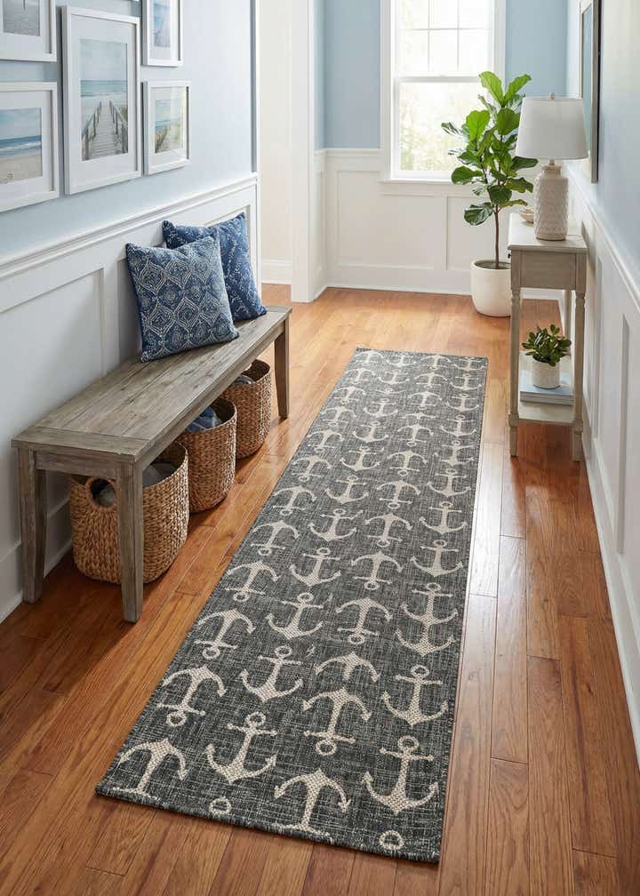 2' 7 x 12' Easy-Clean Coastal Indoor / Outdoor Runner Rug