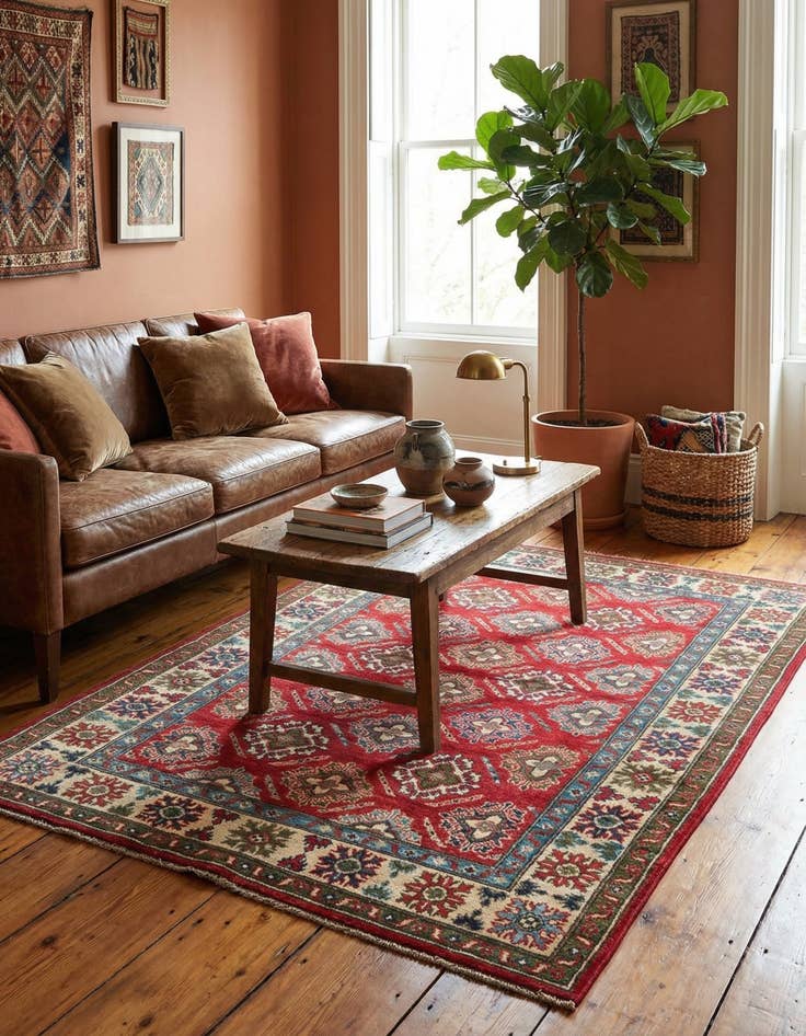 Detail image of 4' 1 x 6' 2  Hand Knotted Kazak Rug