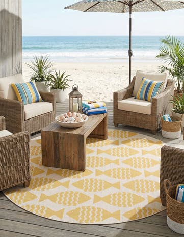 10' x 10' Easy-Clean Coastal Indoor / Outdoor Round Rug