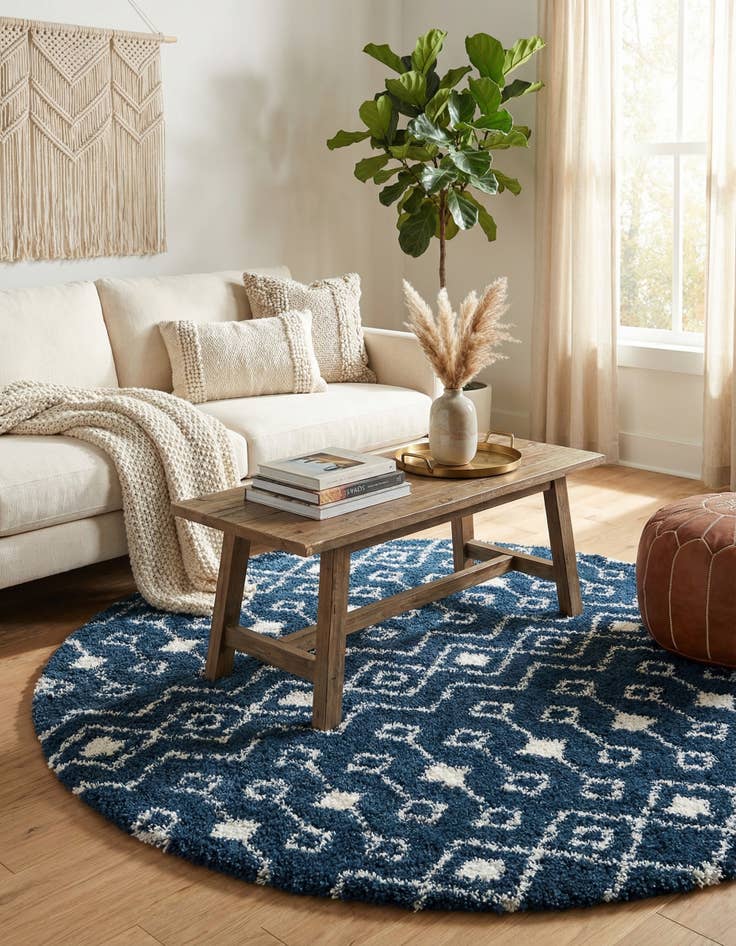 Detail image of 10' x 10' Moroccan Trellis Shag Round Rug