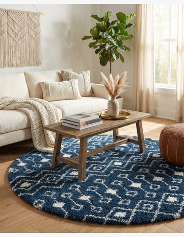 10' x 10' Moroccan Trellis Shag Round Rug