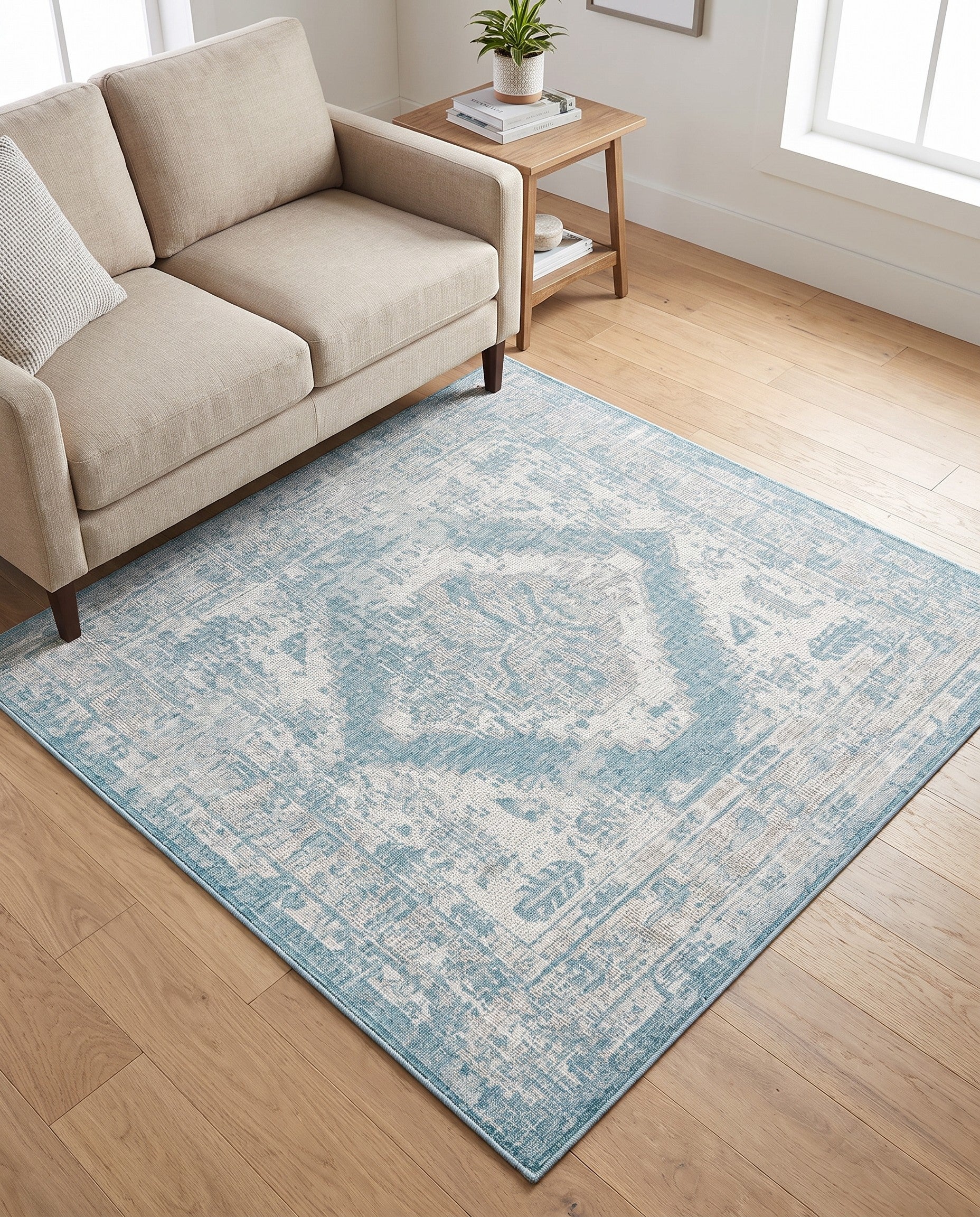 5' 3 x 5' 3 Easy-Clean Traditional Indoor / Outdoor Square Rug