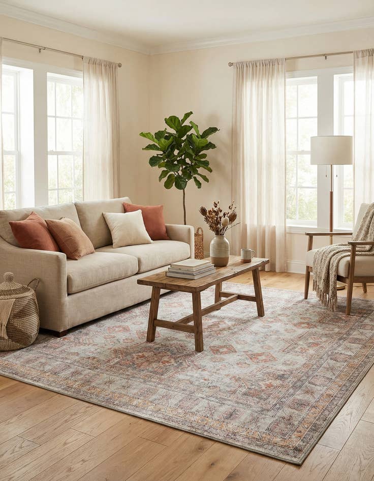 Detail image of 7' 10 x 7' 10 Washable Timeless Square Rug