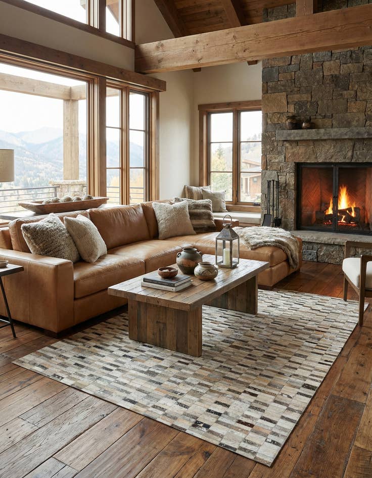 Detail image of  5' 1 x 7' 11 Cowhide - Patchwork Rug