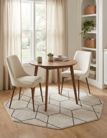 Ivory Lattice Frieze Octagon Rug