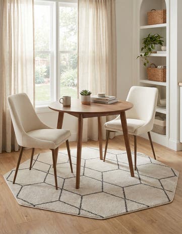 Ivory Lattice Frieze Octagon Rug