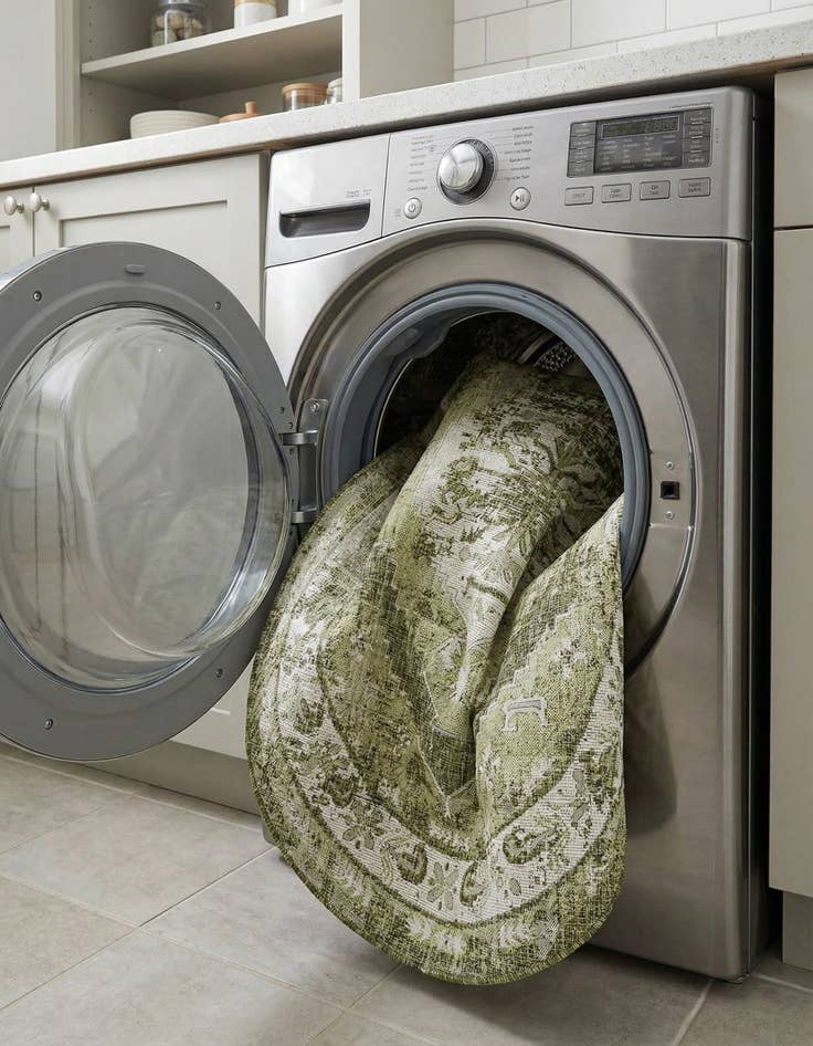 Detail image of 7' 10 x 10'  Washable Traditional Indoor / Outdoor Oval Rug