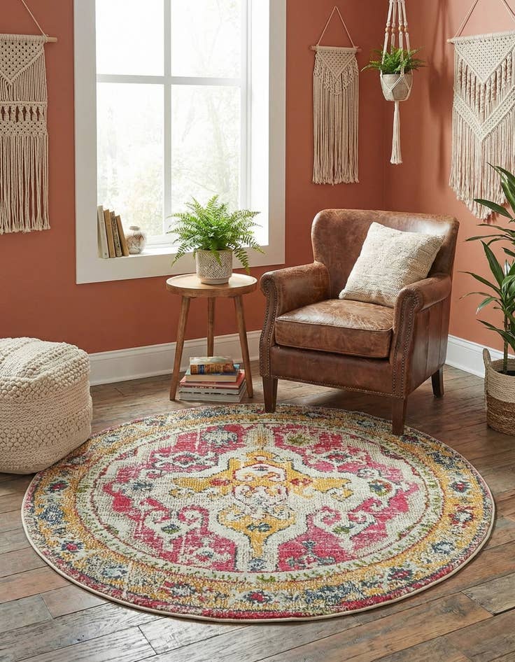 Detail image of  4' x 4'  Washable Carnevale Round Rug