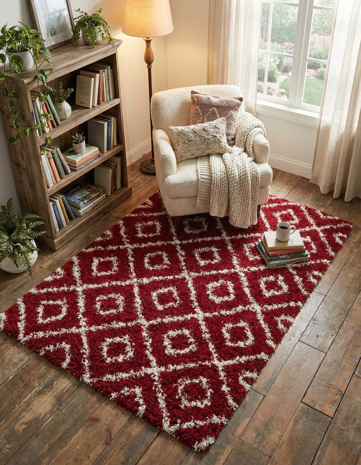 Detail image of  4' x 6' Lattice Shag Rug