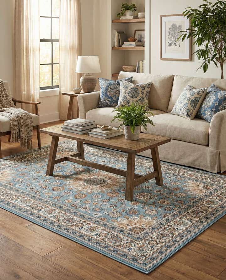 6' 1 x 9' Easy-Clean Traditional Indoor / Outdoor Rug
