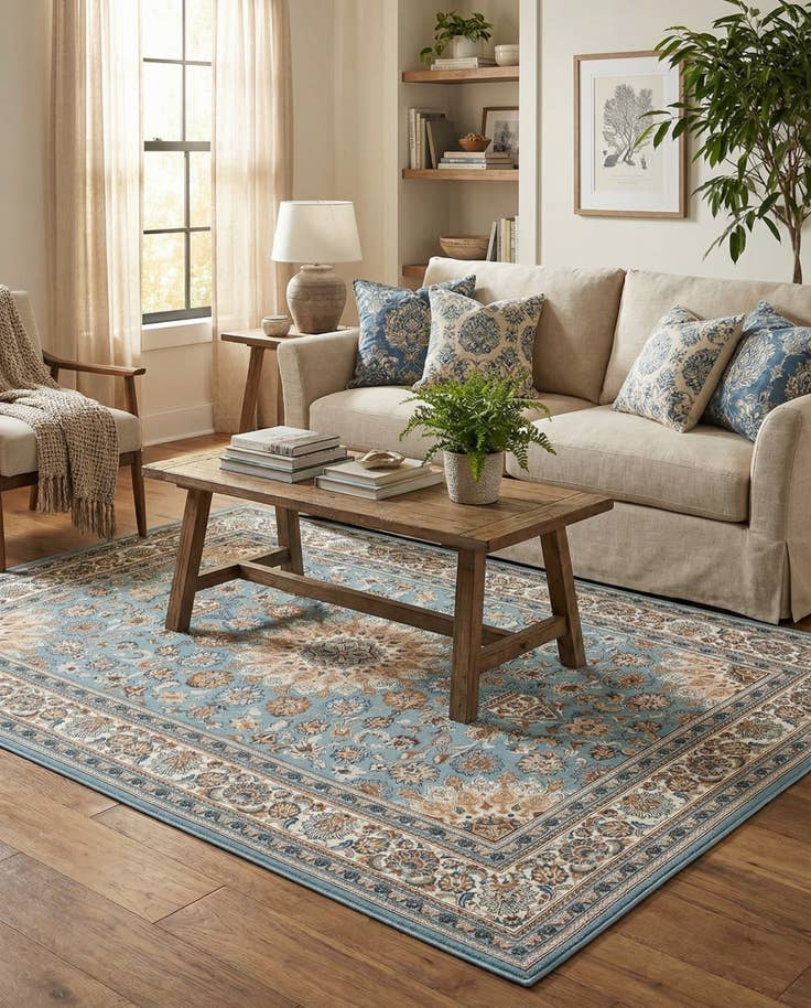 Detail image of 6' 1 x 9' Easy-Clean Traditional Indoor / Outdoor Rug