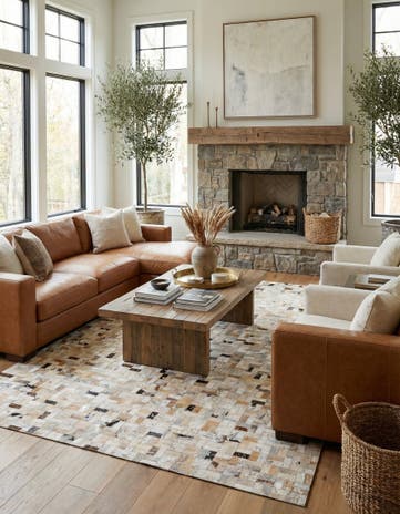 5' 3 x 7' 6 Cowhide Stocks Rug