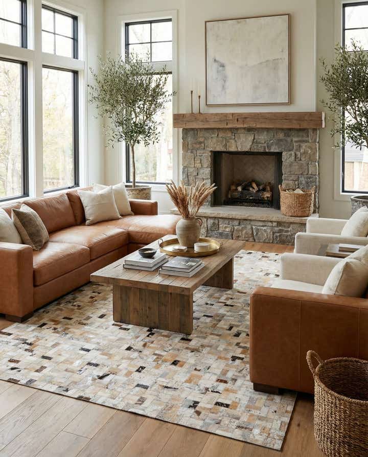 5' 3 x 7' 6 Cowhide Stocks Rug