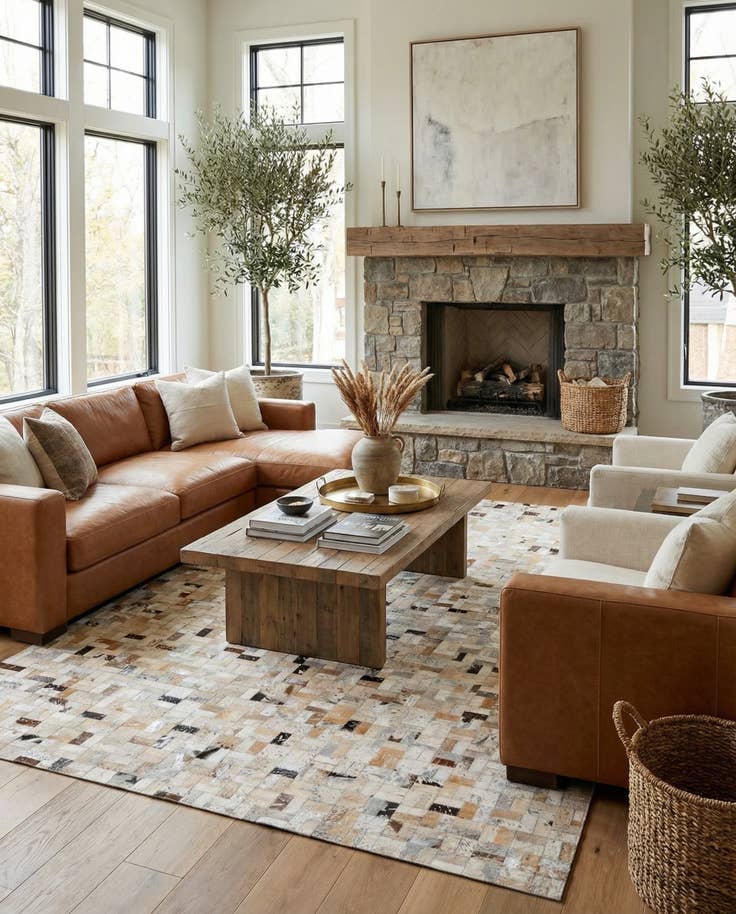 Detail image of 5' 3 x 7' 6 Cowhide Stocks Rug