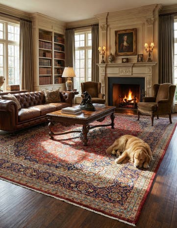9' 9 x 13' 2 Hand Knotted Kashan Persian Wool Rug