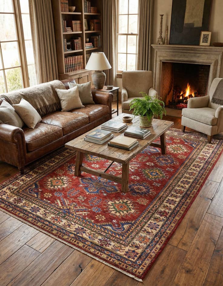 Detail image of 4' 10 x 6' 8  Hand Knotted Kazak Oriental Rug