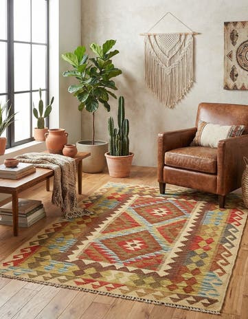 3' 4 x 5' Hand Woven Kilim Maymana Wool Rug