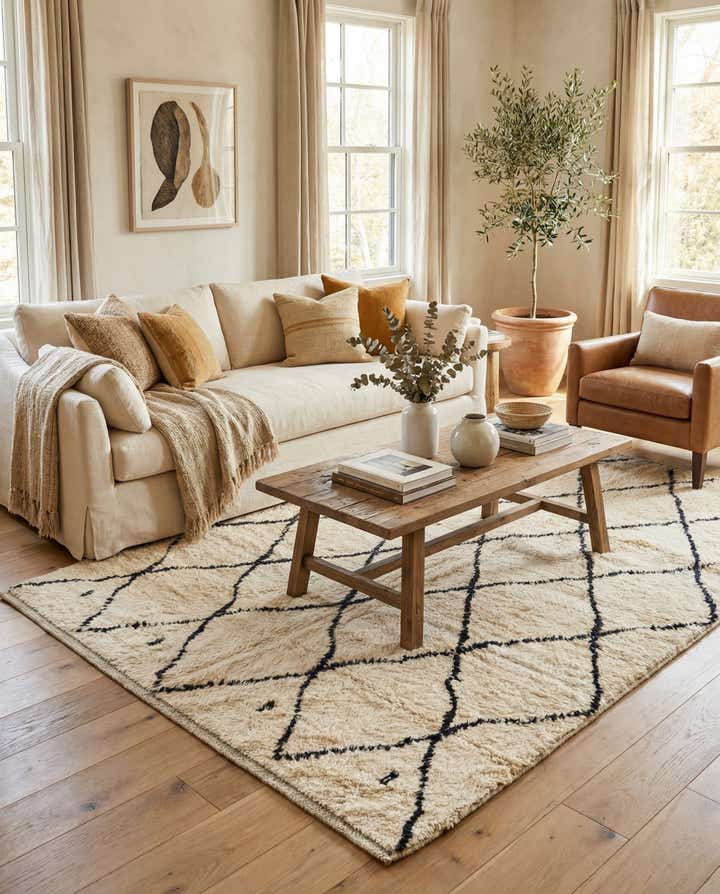 5' 5 x 8' 1 Hand Knotted Moroccan Wool Rug