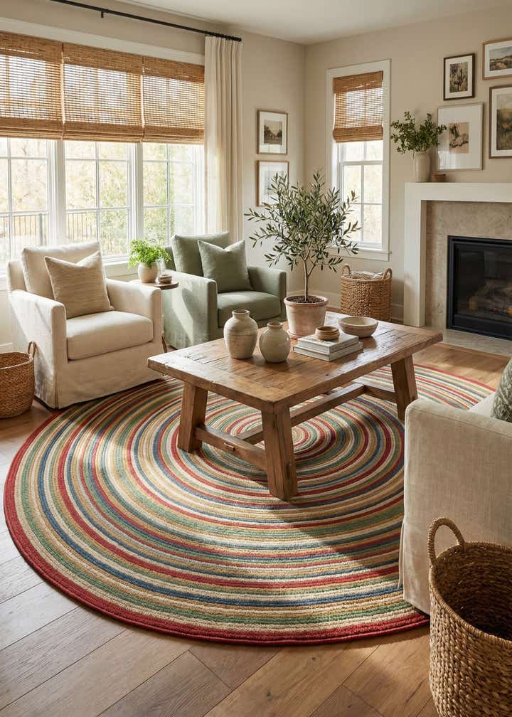 10' x 10' Easy-Clean Baja Indoor / Outdoor Round Rug