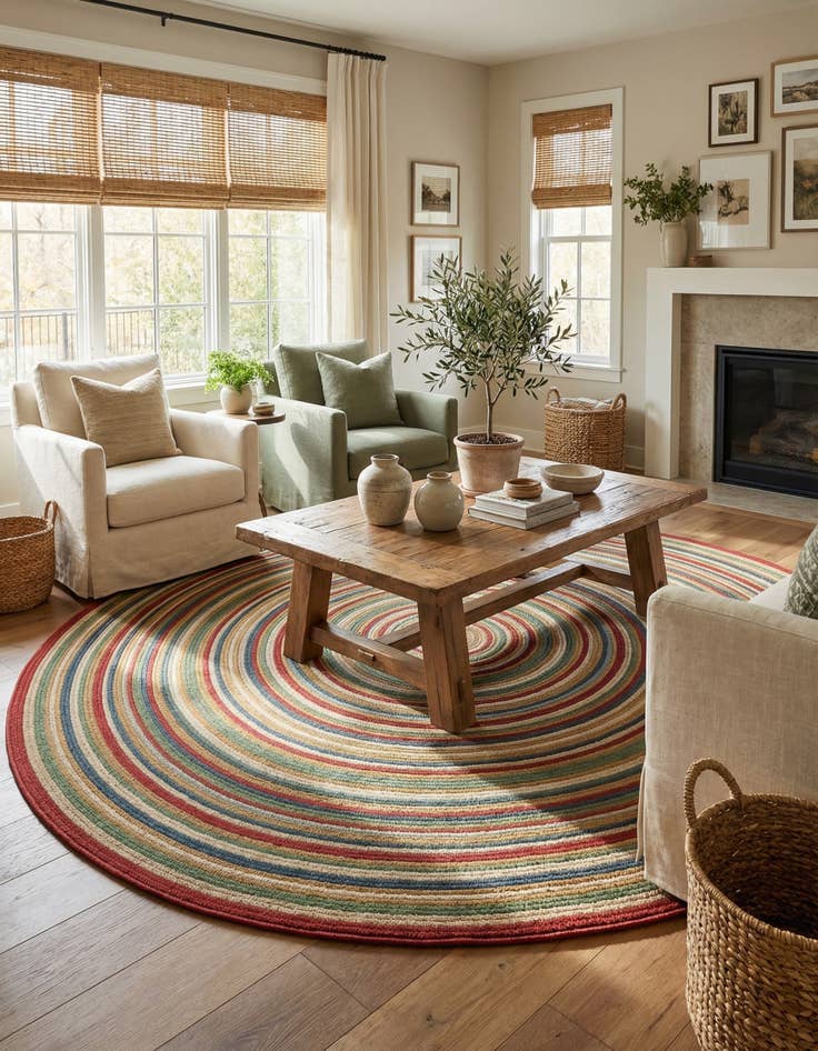 Detail image of 10' x 10'  Washable Baja Indoor / Outdoor Round Rug