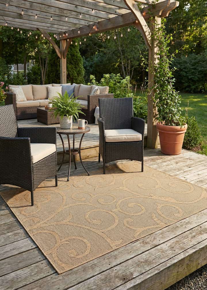 7' x 10' Easy-Clean Botanical Indoor / Outdoor Rug