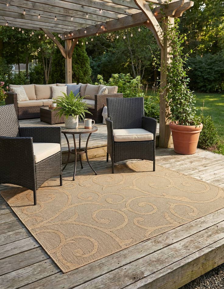 Detail image of  7' x 10'  Washable Botanical Indoor / Outdoor Rug