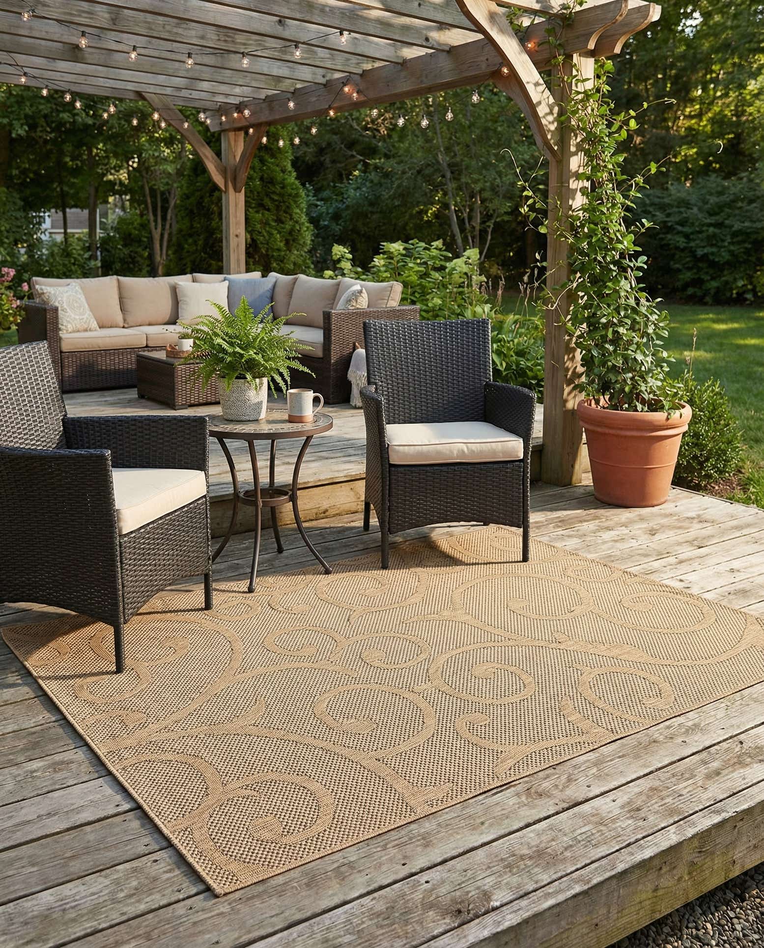 7' x 10' Easy-Clean Botanical Indoor / Outdoor Rug