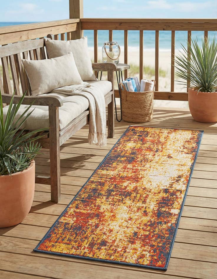 Detail image of 2' x 6' Easy-Clean Coastal Indoor / Outdoor Runner Rug