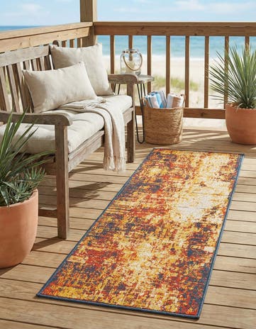Easy-Clean Coastal Indoor / Outdoor Runner Rug