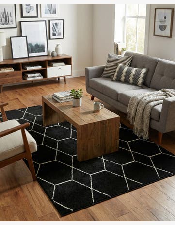 Black Trellis Frieze Rug