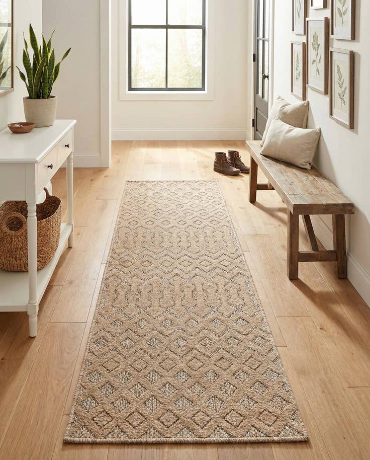 Detail image of 2' x 6' Easy-Clean Trellis Textured Indoor / Outdoor Runner Rug
