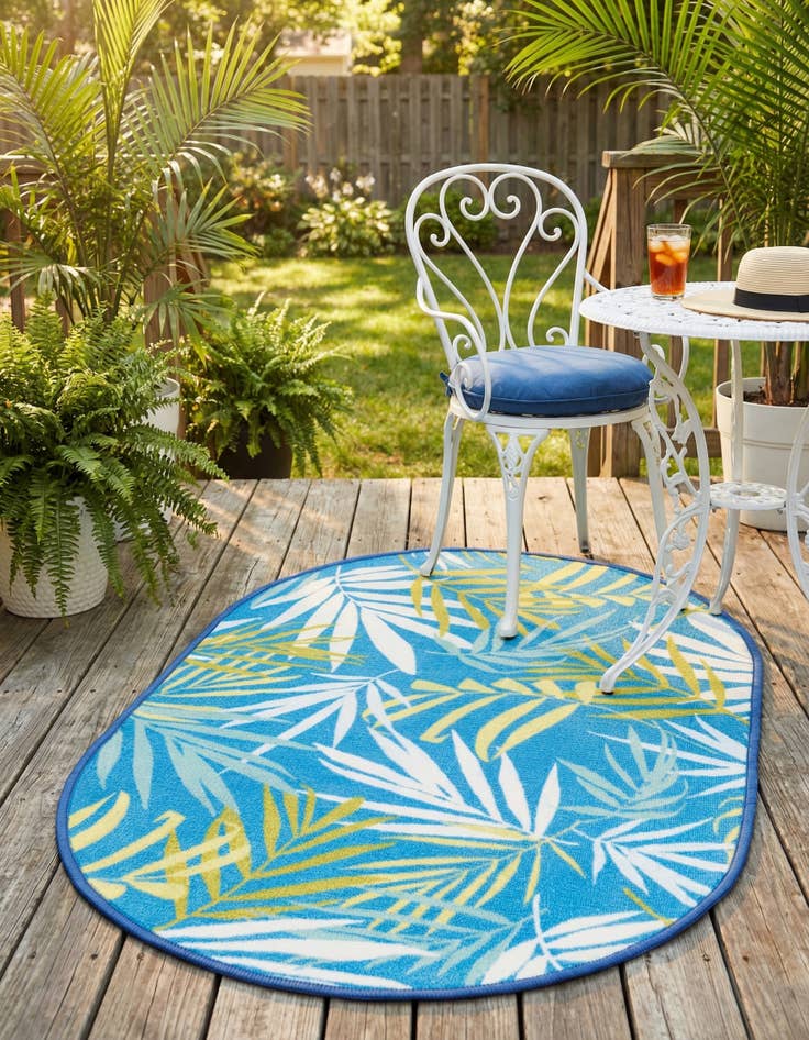Detail image of 2' x 3' 1  Washable Jill Zarin Caribbean Indoor / Outdoor Oval Rug