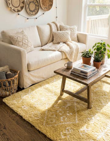 Yellow Moroccan Shag Rug
