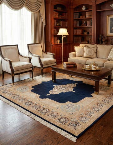 8' 2 x 8' 2 Hand Knotted Kerman Wool Square Rug