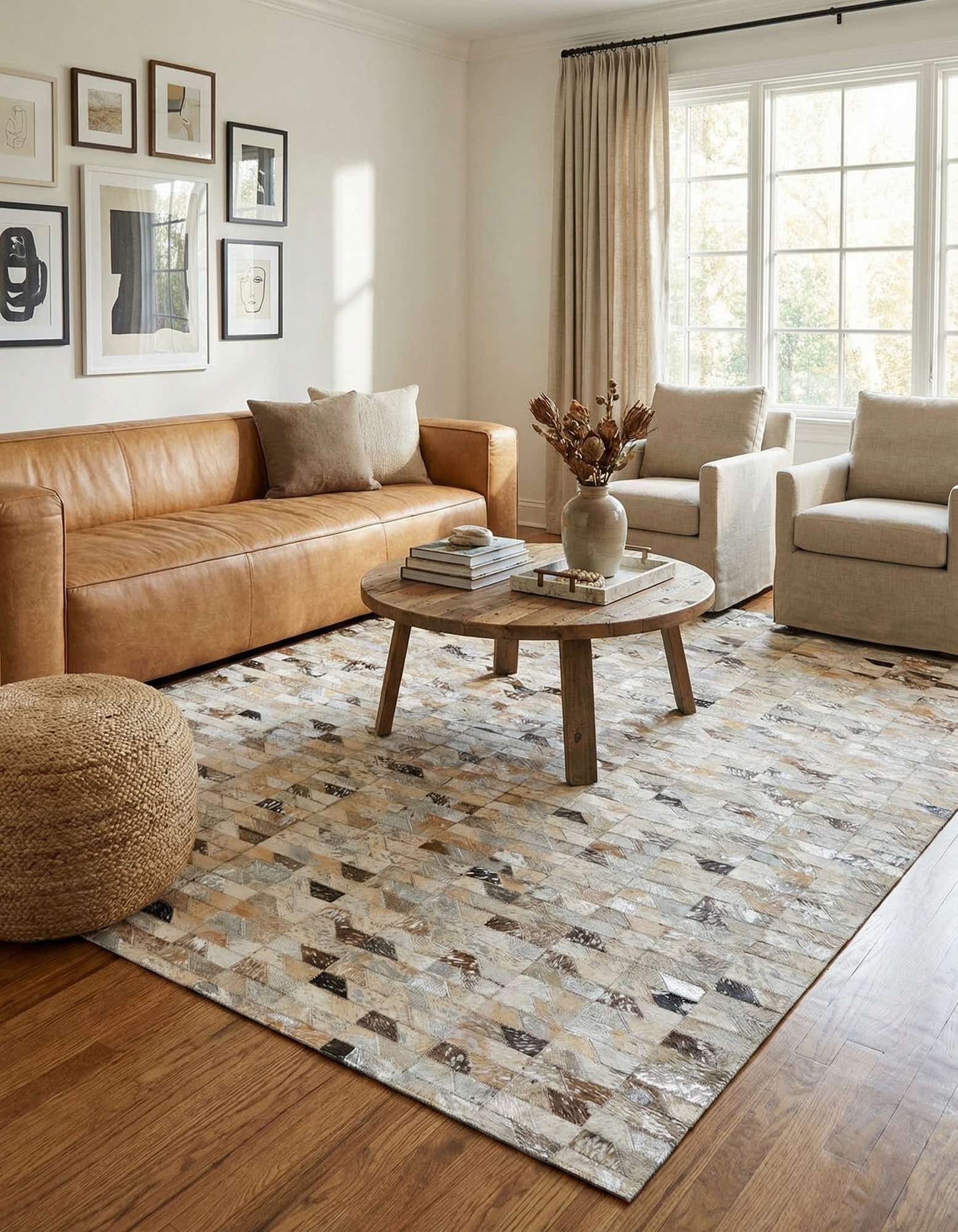 4' 6 x 6' 8 Cowhide Stocks Rug