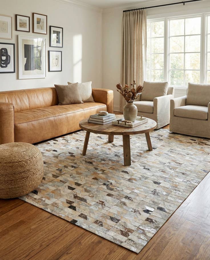 Detail image of 4' 6 x 6' 8 Cowhide Stocks Rug