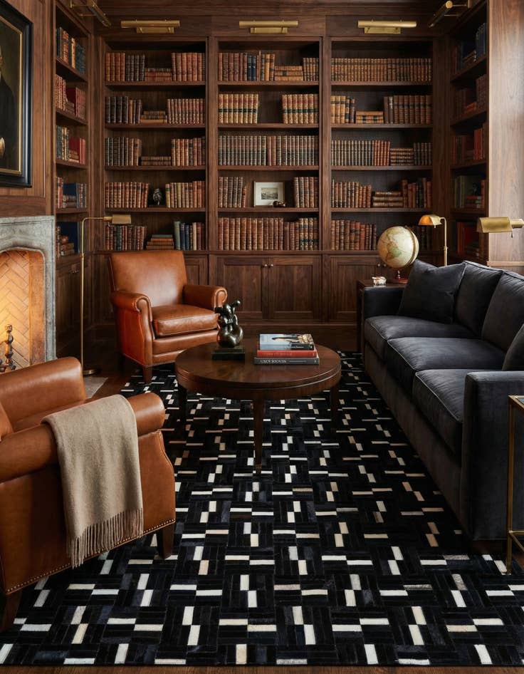 Detail image of 5' 2 x 8' 1 Cowhide Leather Rug