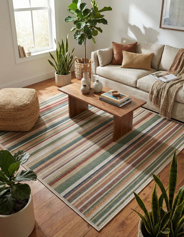Detail image of 7' 10 x 7' 10  Washable Baja Indoor / Outdoor Square Rug