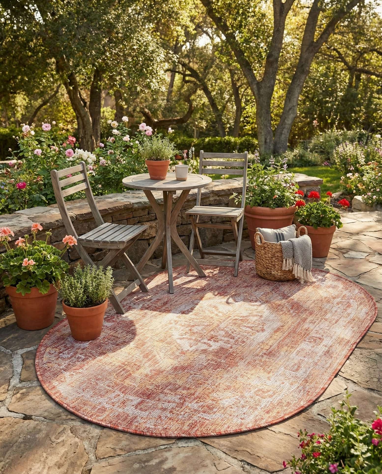 3' x 5' 3 Easy-Clean Traditional Indoor / Outdoor Oval Rug