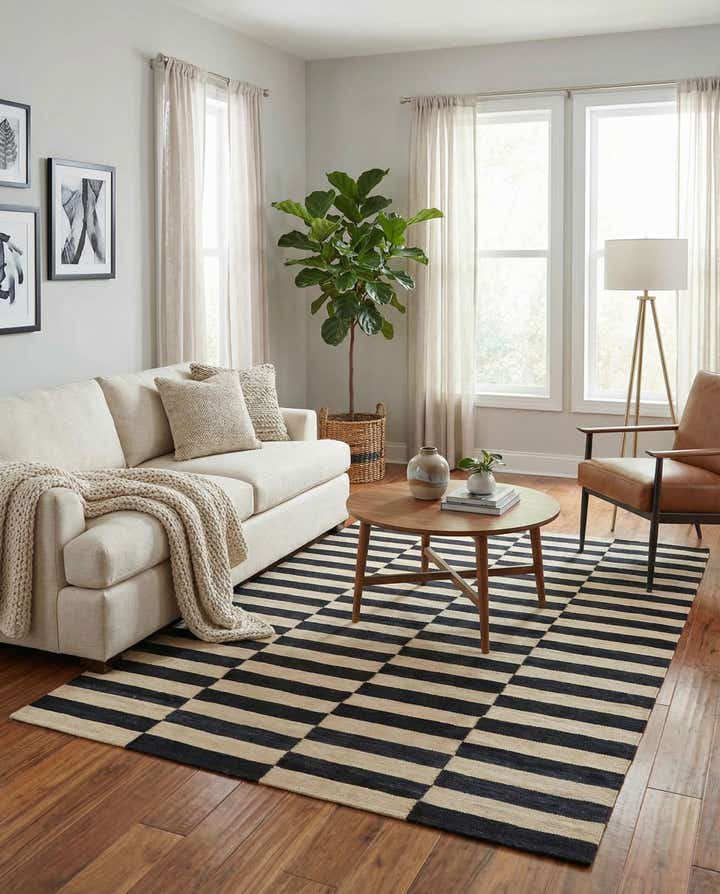 4' 11 x 6' 9 Hand Woven Kilim Modern Wool Rug