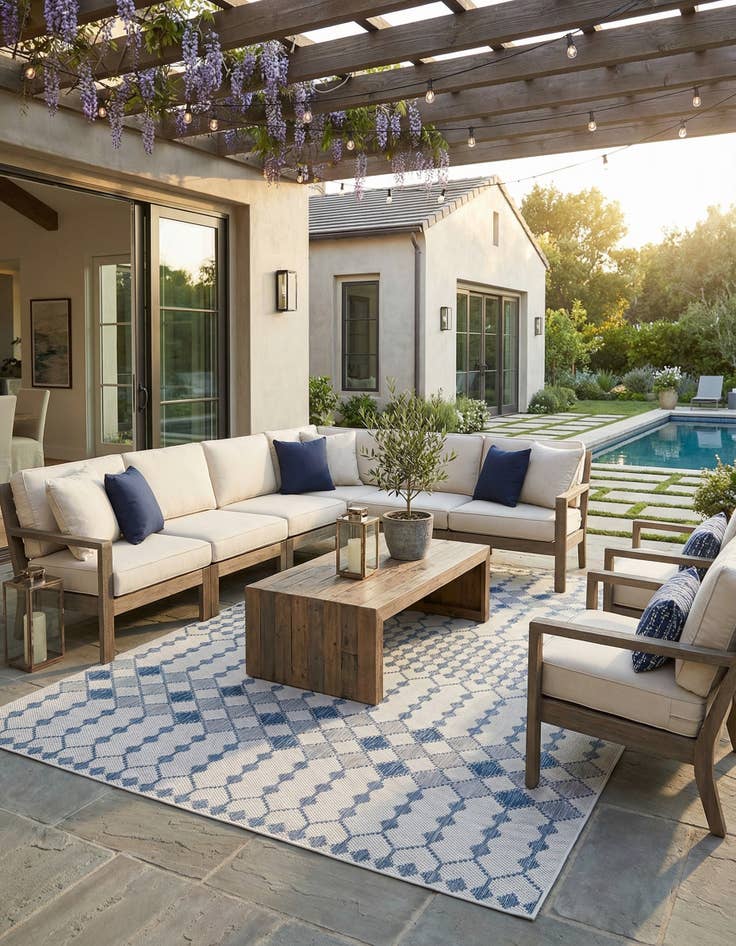 Detail image of  10' x 14'  Washable Lattice Indoor / Outdoor Rug