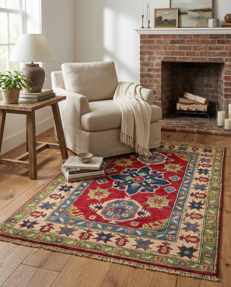 Detail image of 2' 10 x 4' 4 Hand Knotted Kazak Rug