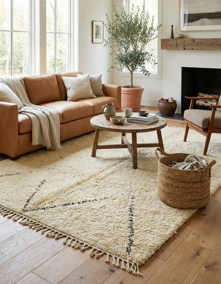 Detail image of 6' 2 x 9' 10  Hand Knotted Moroccan Wool Rug