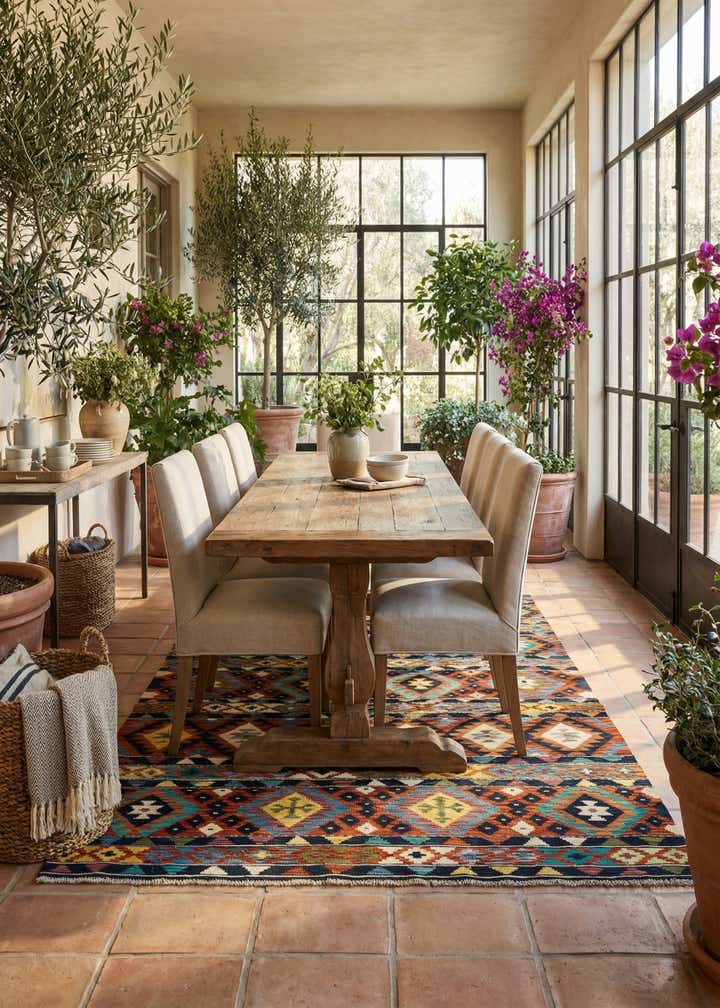 4' 10 x 6' 6 Hand Knotted Marok Kilim Rug
