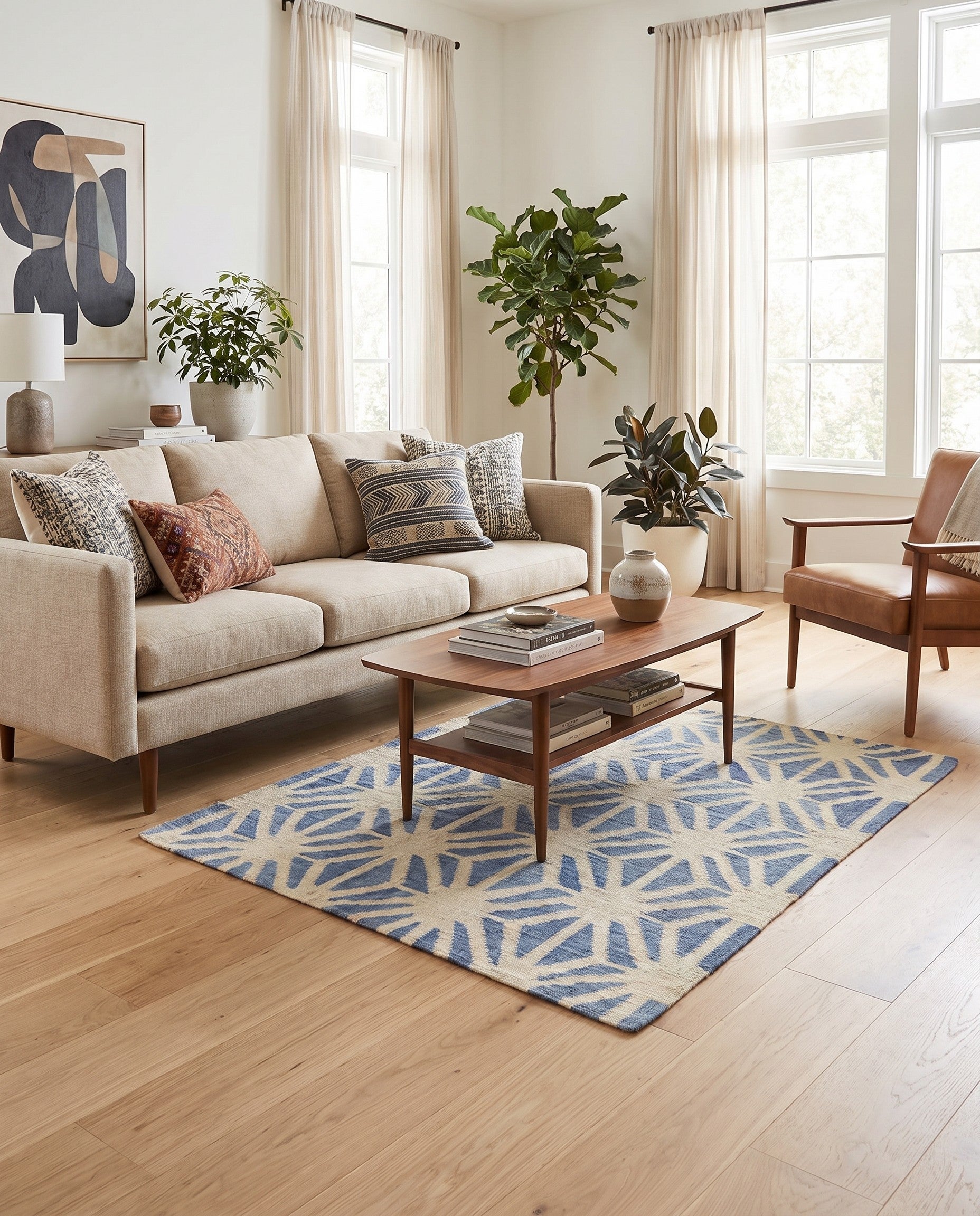 4' 6 x 5' 6 Hand Woven Kilim Modern Wool Rug
