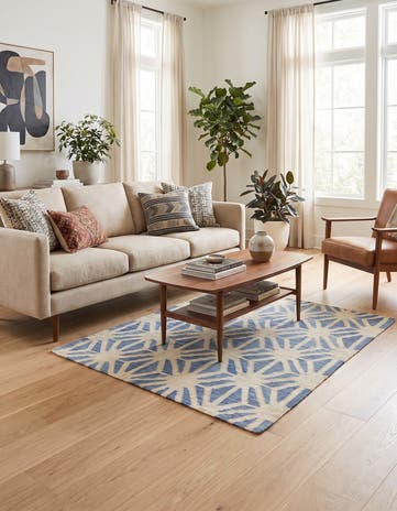 4' 6 x 5' 6 Hand Woven Kilim Modern Wool Rug