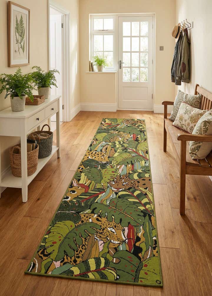 2' 7 x 10' Easy-Clean Botanical Indoor / Outdoor Runner Rug