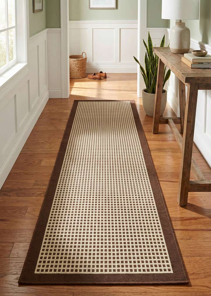 2' x 8' Easy-Clean Border Indoor / Outdoor Runner Rug