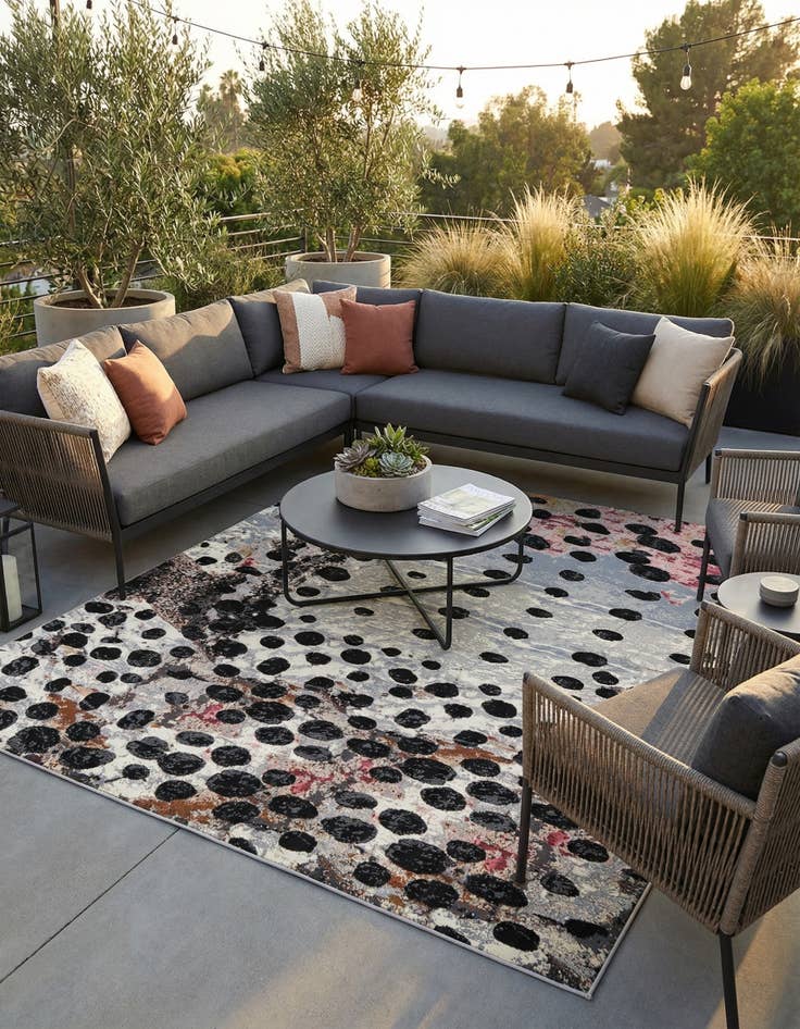 Detail image of  10' x 13'  Washable Modern Indoor / Outdoor Rug